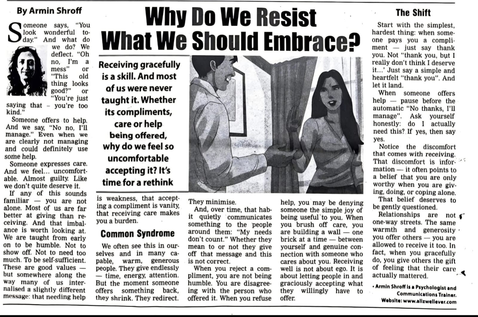 Why resist help and appreciation